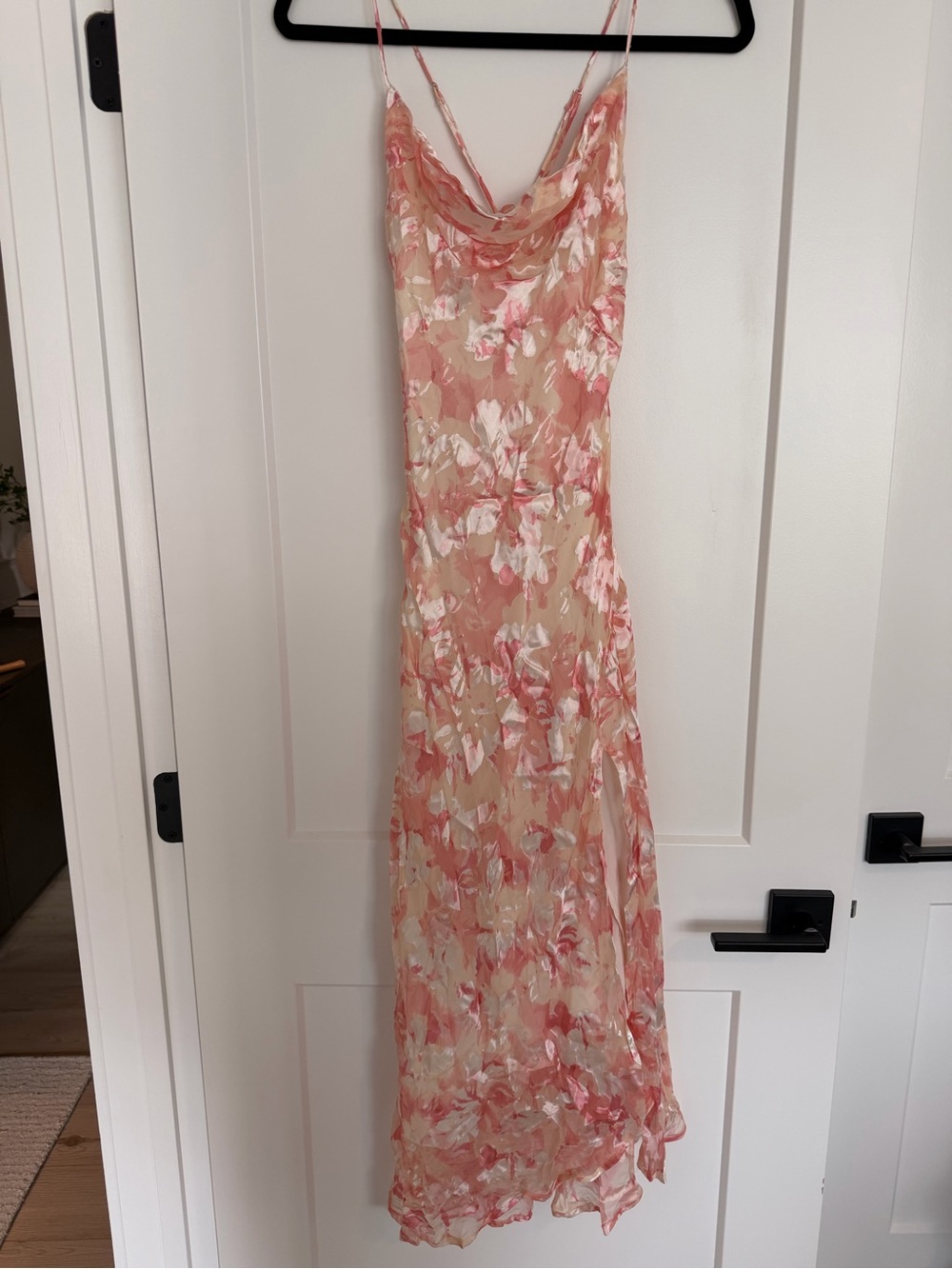 Astr Floral Maxi Slip Dress in Pink and Cream